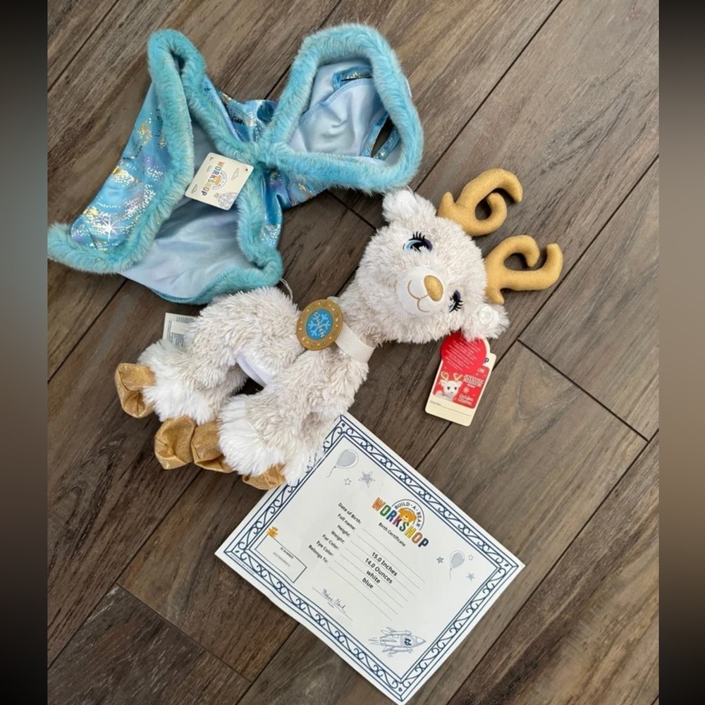 UNSTUFFED Build-A-Bear Golden Glisten Retired SOLDOUT Reindeer & Cape Collar NWT